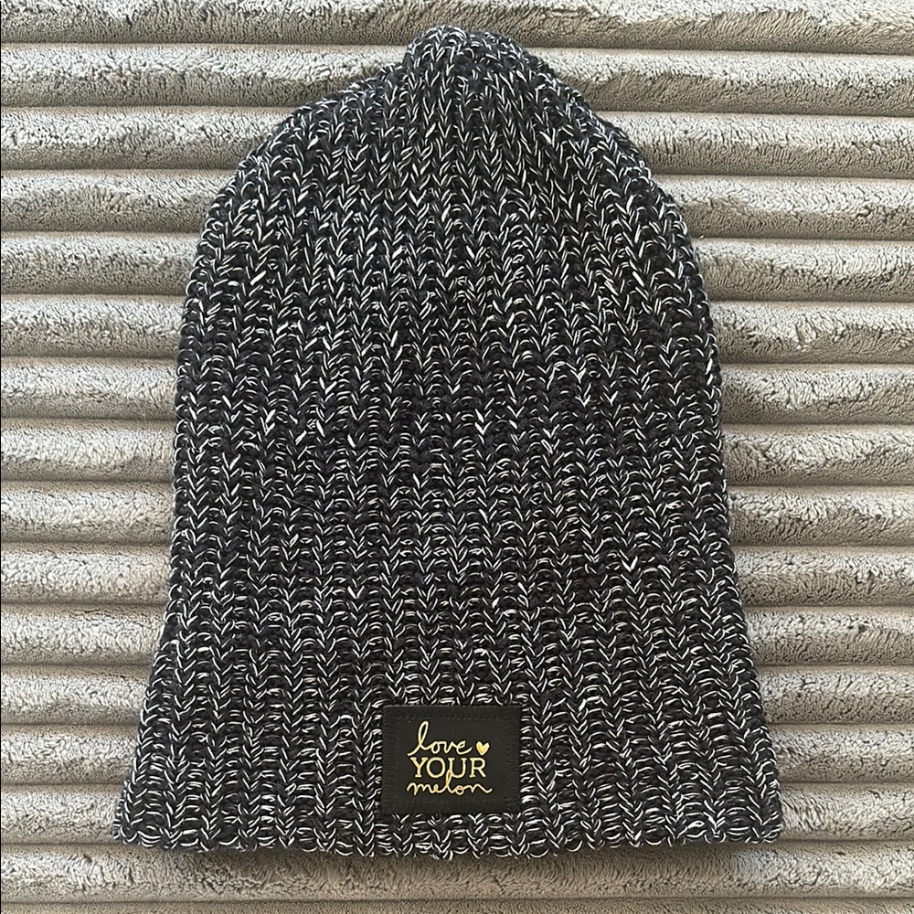 Love Your Melon Black and White Knit Beanie
